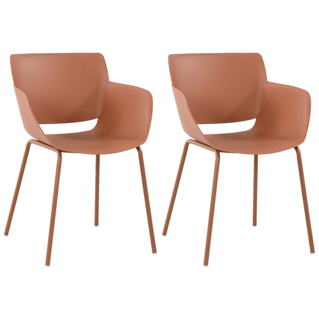 Lotto di 2 Sedie per Sala D'attesa RIKO, Design Moderno, Comoda ed Elegante, Polipropilene, Marrone Chiaro