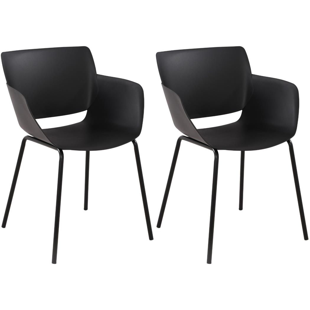 Lotto di 2 Sedie per Sala D'attesa RIKO, Design Moderno, Comoda ed Elegante, Polipropilene, Nero