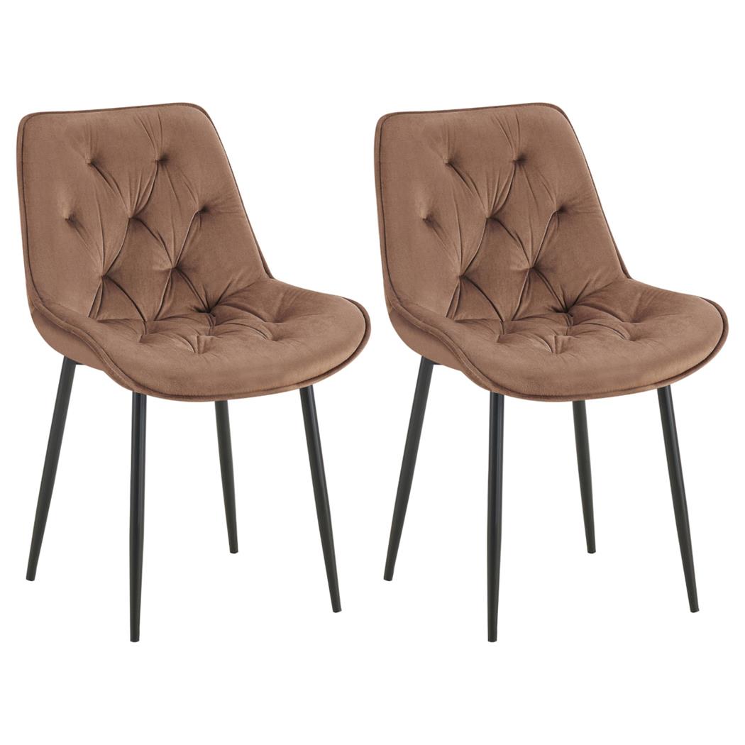 Lotto di 2 Sedie Ospiti GRACE, Confortevole, Design Moderno, Struttura in Metallo, Velluto Marrone