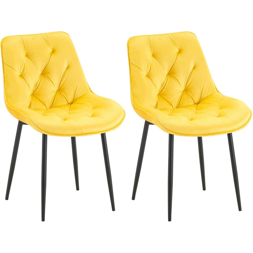 Lotto di 2 Sedie Ospiti GRACE, Confortevole, Design Moderno, Struttura in Metallo, Velluto Giallo