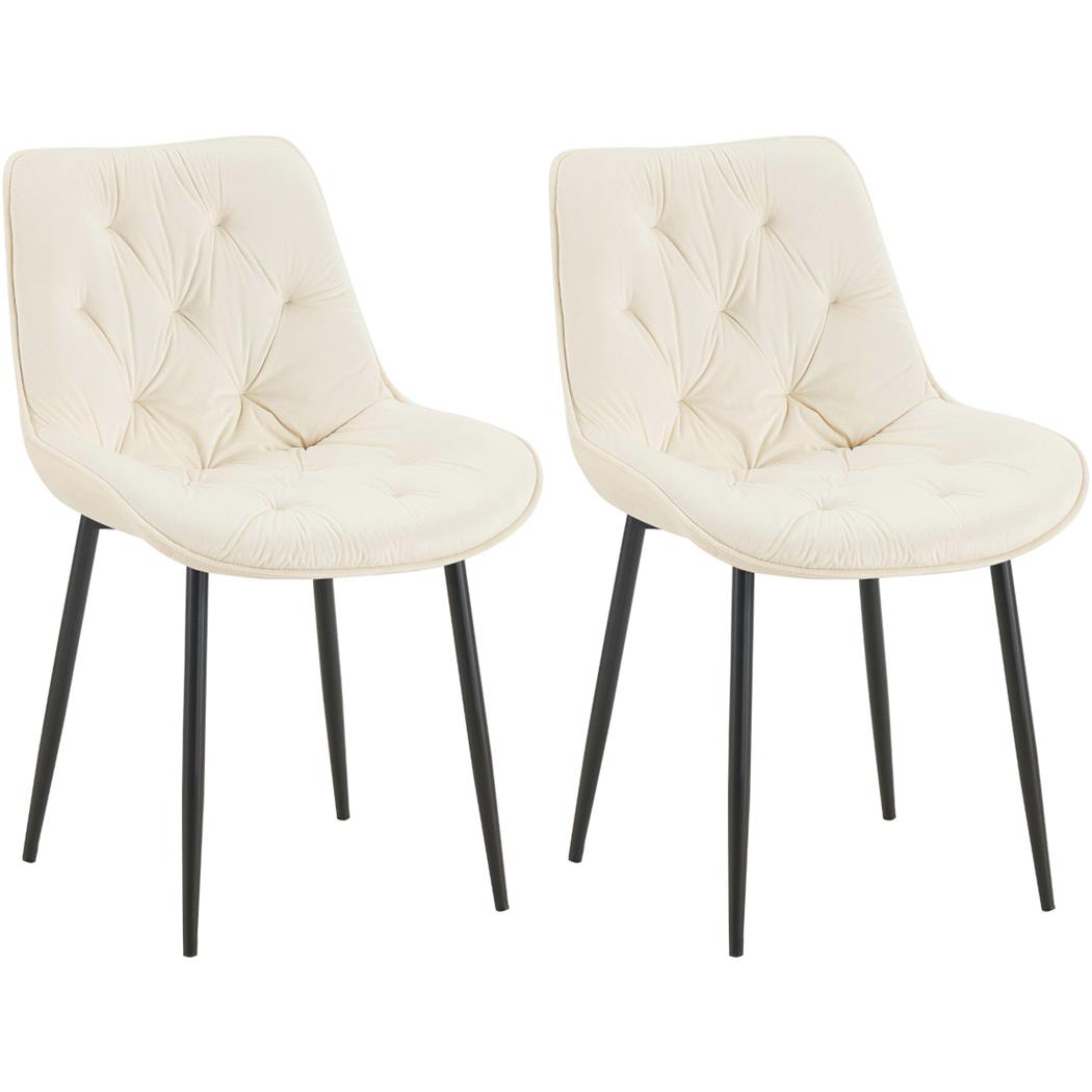Lotto di 2 Sedie Ospiti GRACE, Confortevole, Design Moderno, Struttura in Metallo, Velluto Crema