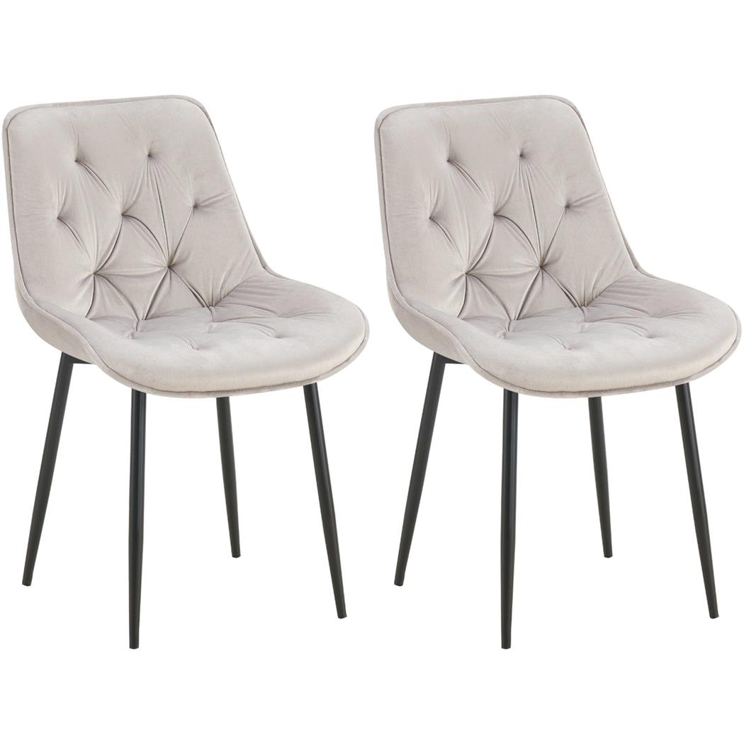 Lotto di 2 Sedie Ospiti GRACE, Confortevole, Design Moderno, Struttura in Metallo, Velluto Grigio Chiaro