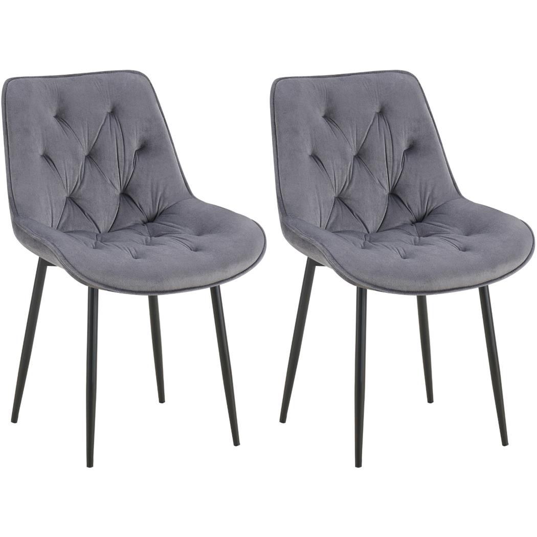 Lotto di 2 Sedie Ospiti GRACE, Confortevole, Design Moderno, Struttura in Metallo, Velluto Grigio