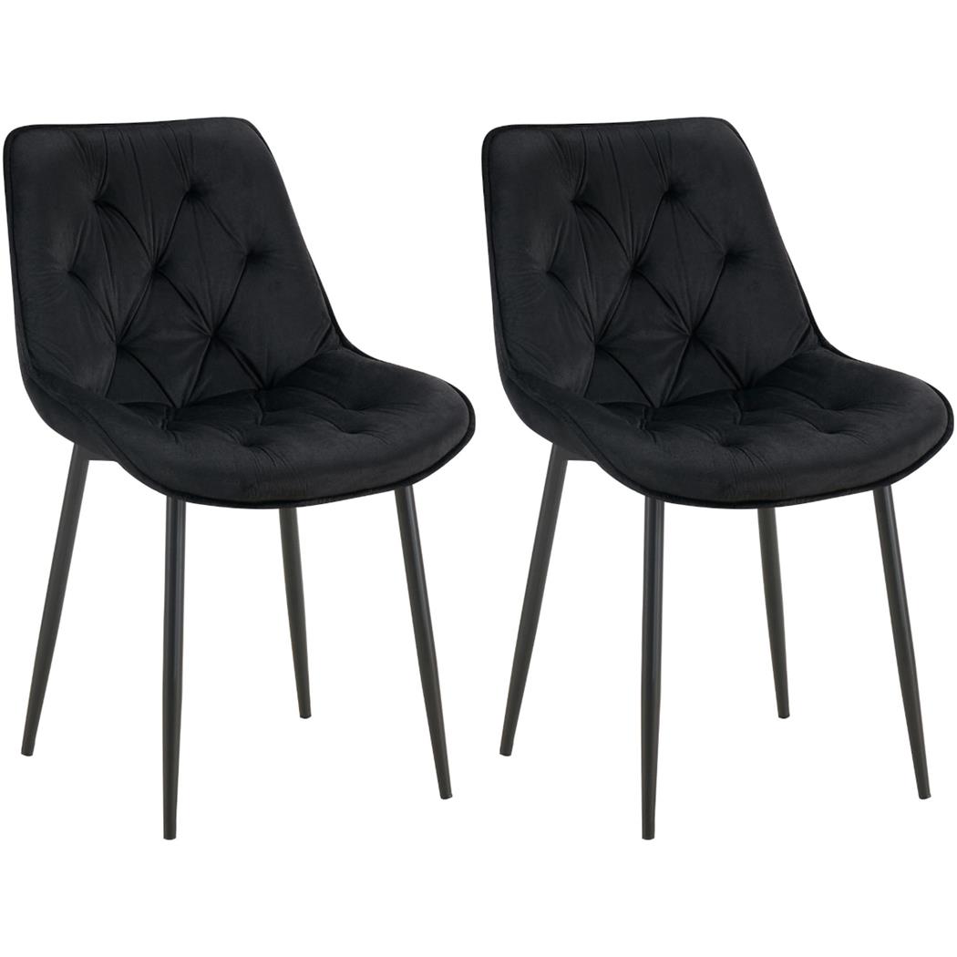 Lotto di 2 Sedie Ospiti GRACE, Confortevole, Design Moderno, Struttura in Metallo, Velluto Nero
