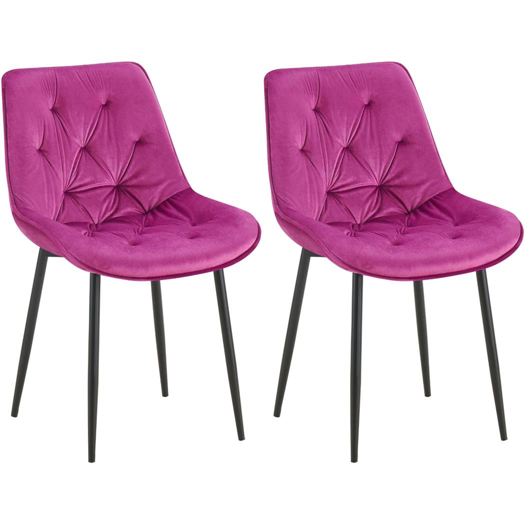 Lotto di 2 Sedie Ospiti GRACE, Confortevole, Design Moderno, Struttura in Metallo, Velluto Viola