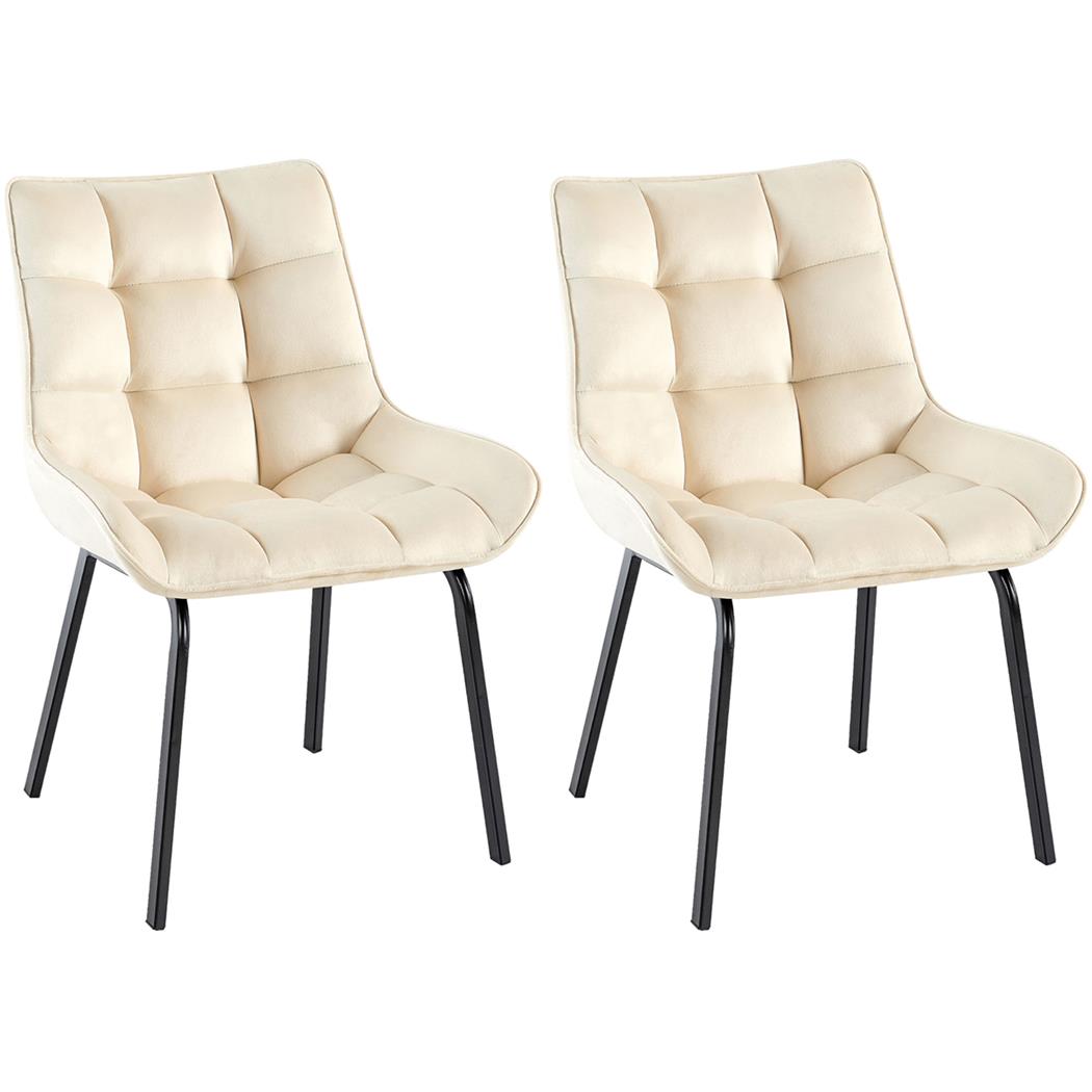 Lotto da 2 Poltroncine Ospiti MAMBO, Imbottite, Gambe Nere, Velluto Beige