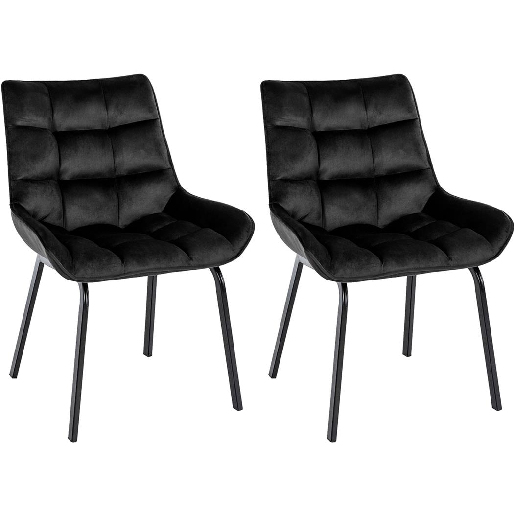 Lotto da 2 Poltroncine Ospiti MAMBO, Imbottite, Gambe Nere, Velluto Nero