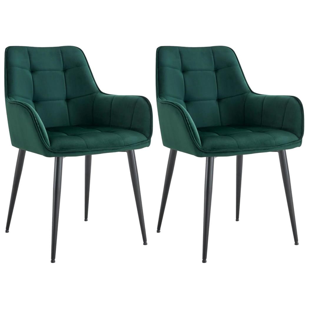 Lotto di 2 sedie Ospiti RUFUS, Design Elegante, Ampia Seduta in Velluto Verde