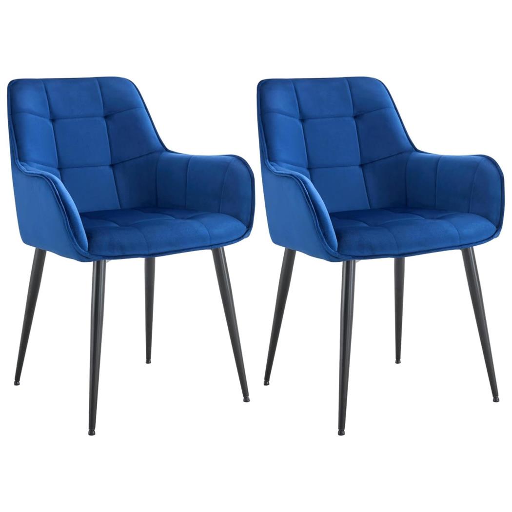 Lotto di 2 sedie Ospiti RUFUS, Design Elegante, Ampia Seduta in Velluto Blu