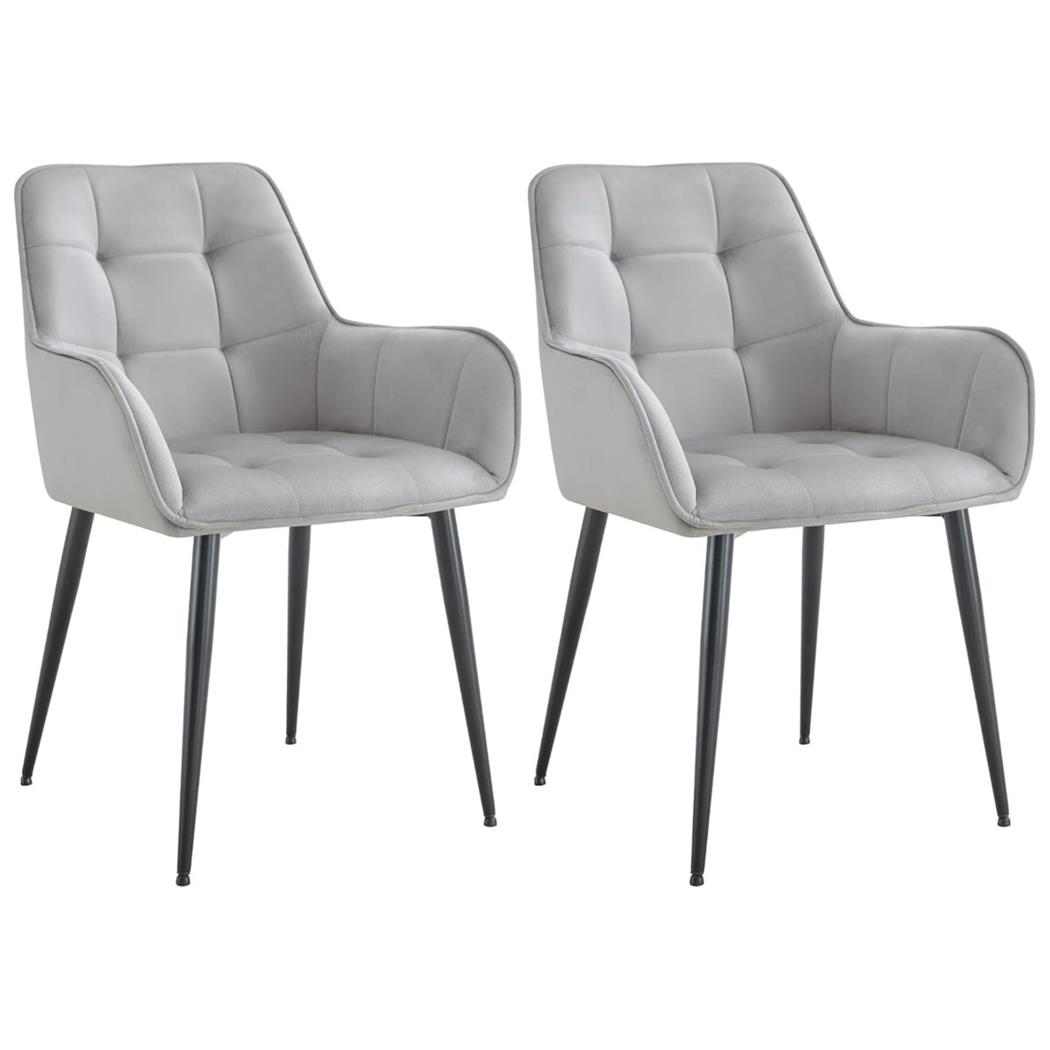 Lotto di 2 sedie Ospiti RUFUS, Design Elegante, Ampia Seduta in Velluto Grigio