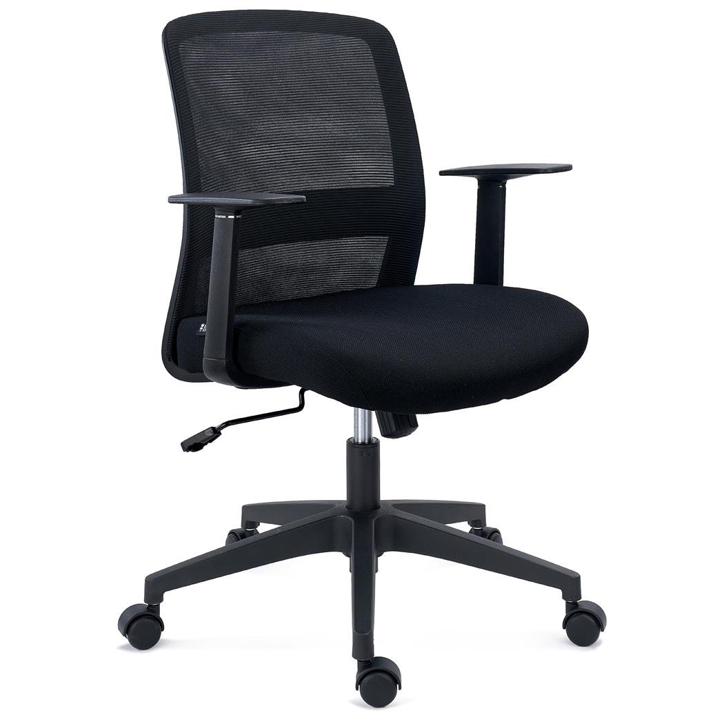 DEMO# Sedia da Ufficio YOSEMITE, Confortevole, Ergonomica, Supporto Lombare, Rete e Tessuto Nero