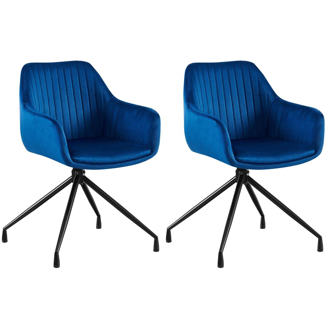 Lotto da 2 Sedie Ospiti TANNER, Struttura in Metallo, Girevole, Di Design, Velluto Blu