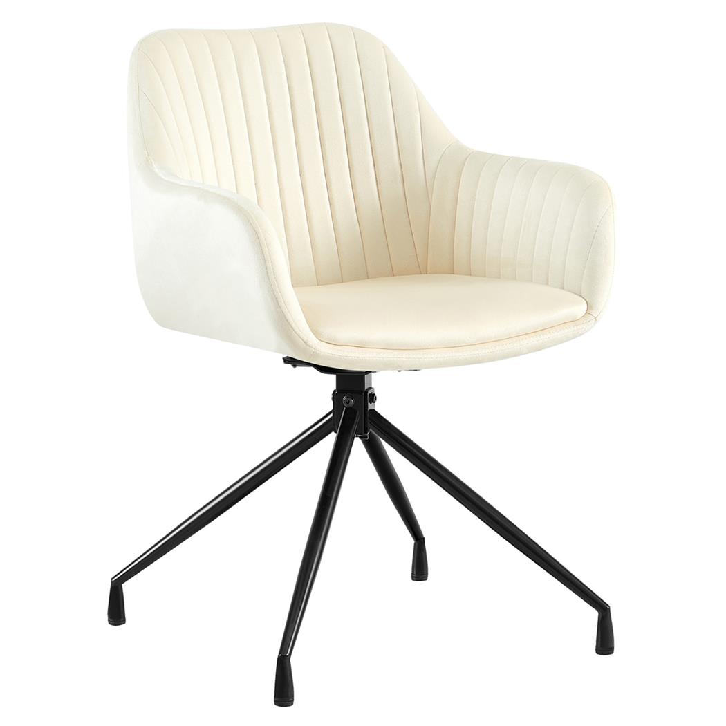Sedia Ospiti TANNER, Struttura in Metallo, Girevole, Di Design, Velluto Beige