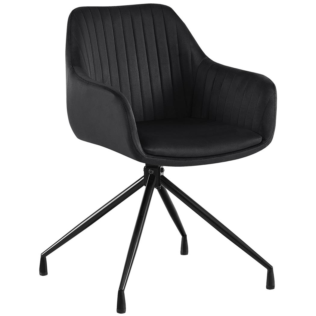 Sedia Ospiti TANNER, Struttura in Metallo, Girevole, Di Design, Velluto Nero