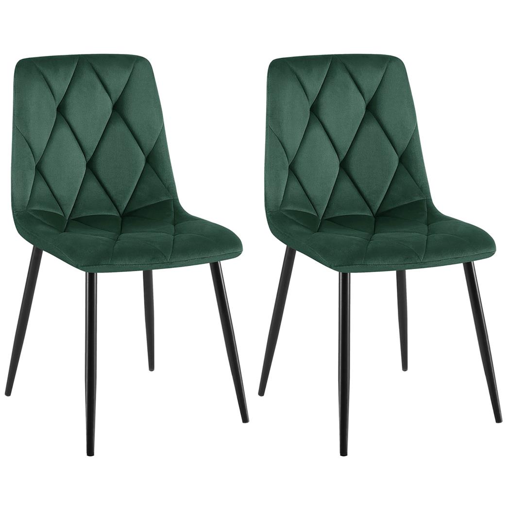 Lotto da 2 Sedie Ospiti SYAN, Design Moderno, Struttura in Metallo, Velluto Verde