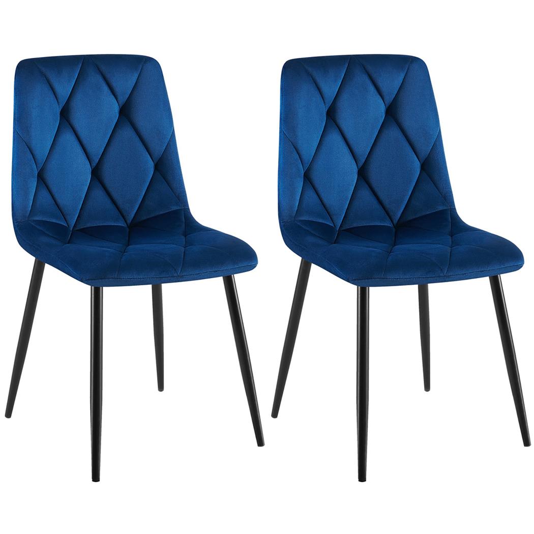 Lotto da 2 Sedie Ospiti SYAN, Design Moderno, Struttura in Metallo, Velluto Blu