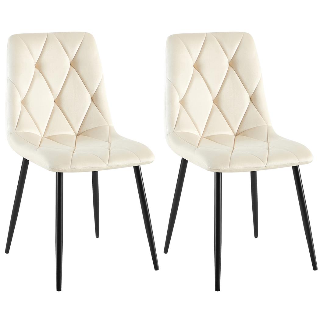 Lotto da 2 Sedie Ospiti SYAN, Design Moderno, Struttura in Metallo, Velluto Beige
