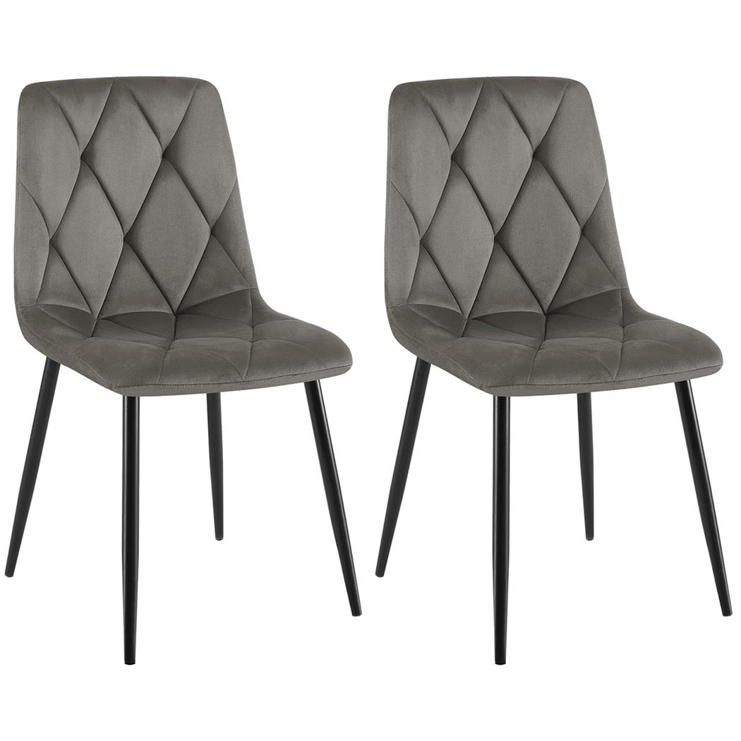 Lotto da 2 Sedie Ospiti SYAN, Design Moderno, Struttura in Metallo, Velluto Grigio Scuro