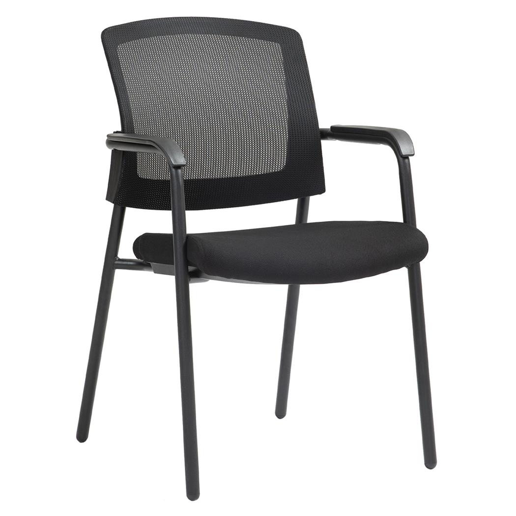 Sedia Sala d'Attesa CARTER, Robusta e Confortevole, Impilabile, Tessuto e Rete Traspirante, Nero