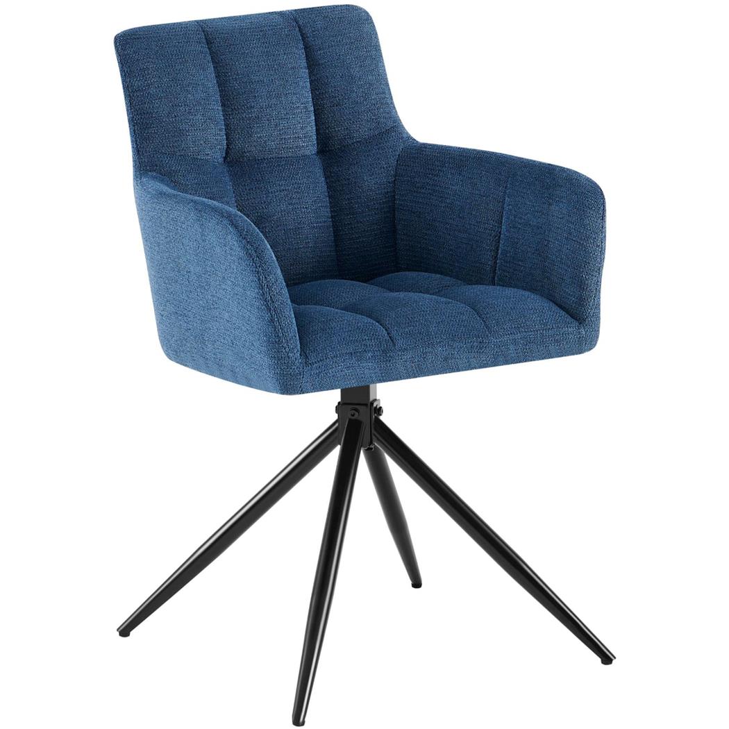 Sedia per Sala d'Attesa KEMP, Struttura in Metallo, Girevole e Imbottita, in Tessuto Blu