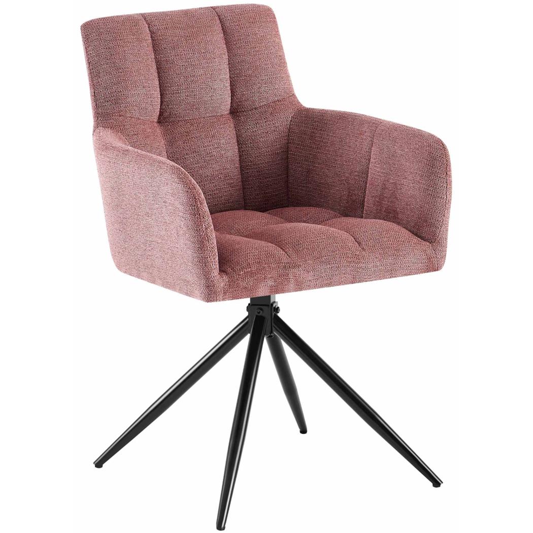 Sedia per Sala d'Attesa KEMP, Struttura in Metallo, Girevole e Imbottita, in Tessuto Rosa