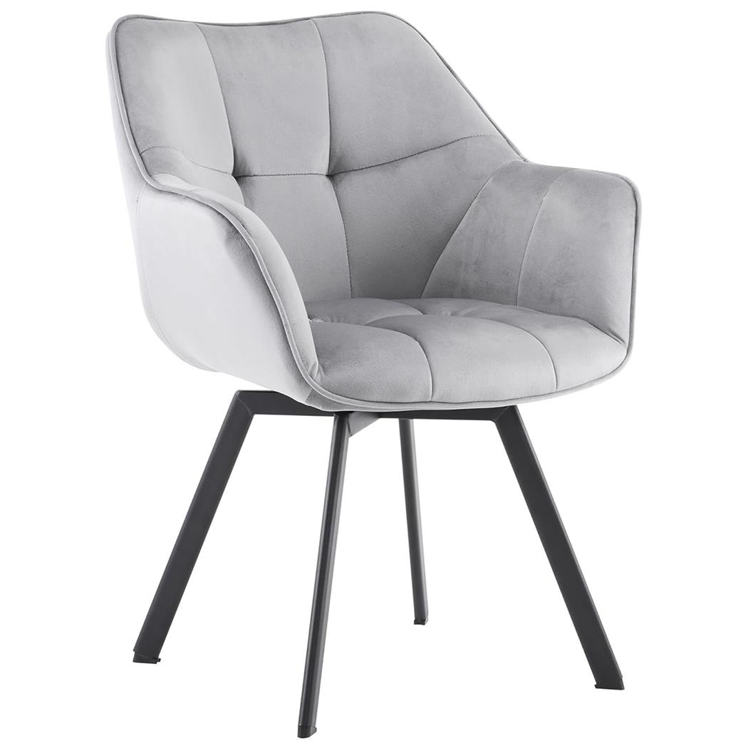 Sedia Ospiti SUTTON, Comoda e Moderna, Girevole, Base in Metallo, Velluto Grigio