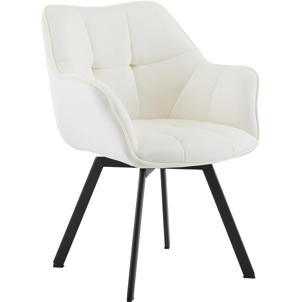 Sedia Ospiti SUTTON, Comoda e Moderna, Girevole, Base in Metallo, Velluto Crema