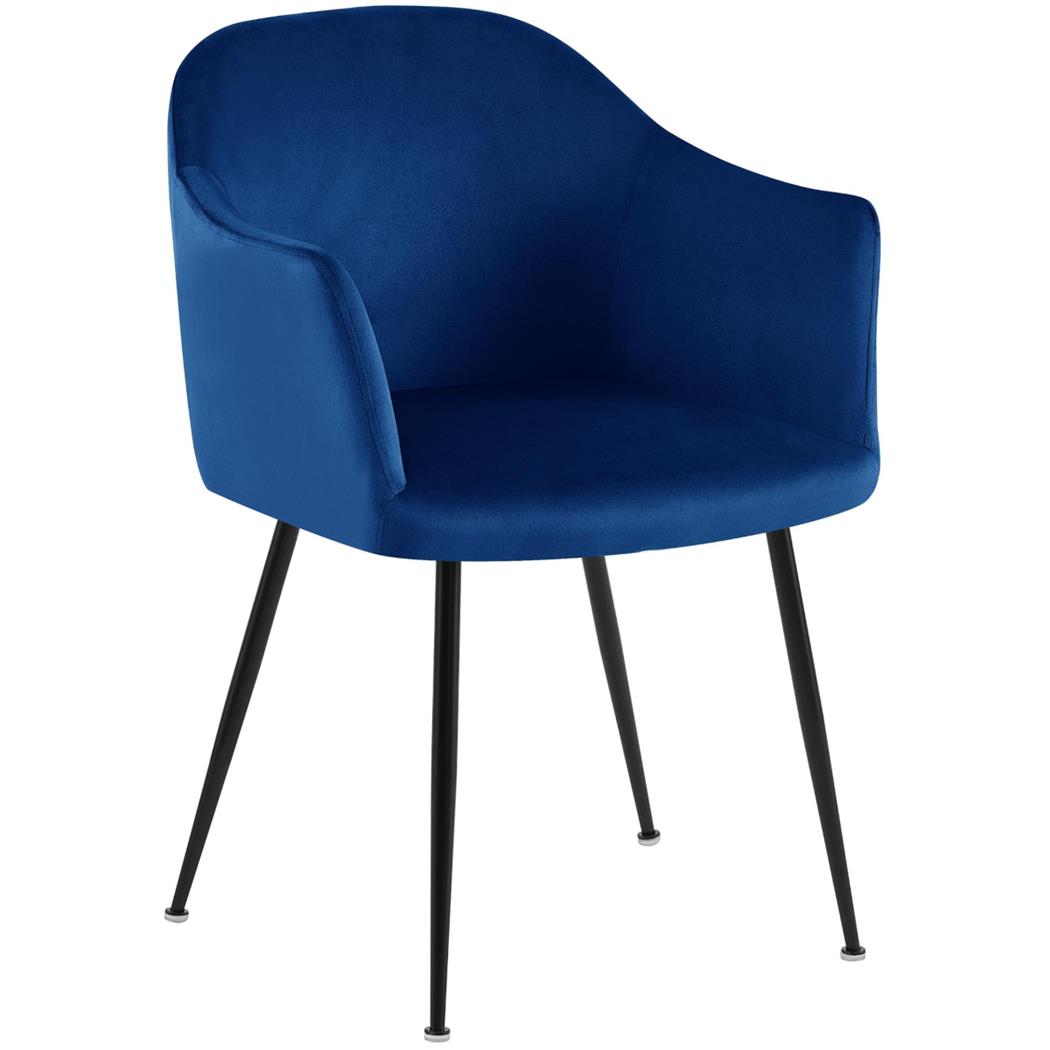 Sedia Ospiti VIVIAN, Solida e Comoda, Gambe in Metallo Nero, Seduta in Velluto Blu