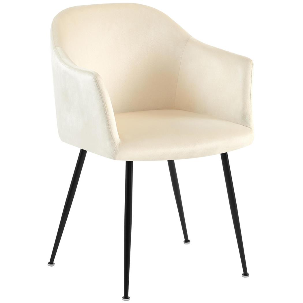Sedia Ospiti VIVIAN, Solida e Comoda, Gambe in Metallo Nero, Seduta in Velluto Crema