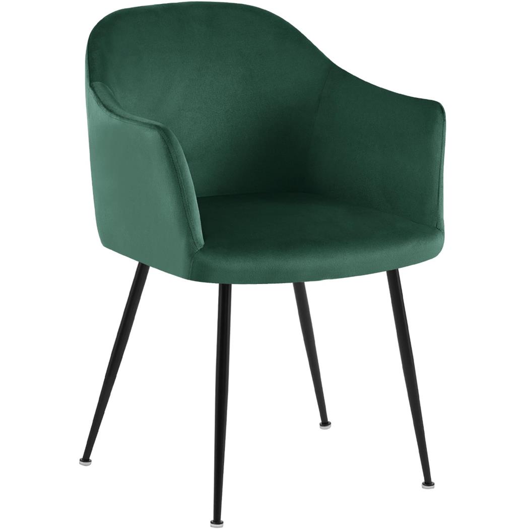 Sedia Ospiti VIVIAN, Solida e Comoda, Gambe in Metallo Nero, Seduta in Velluto Verde