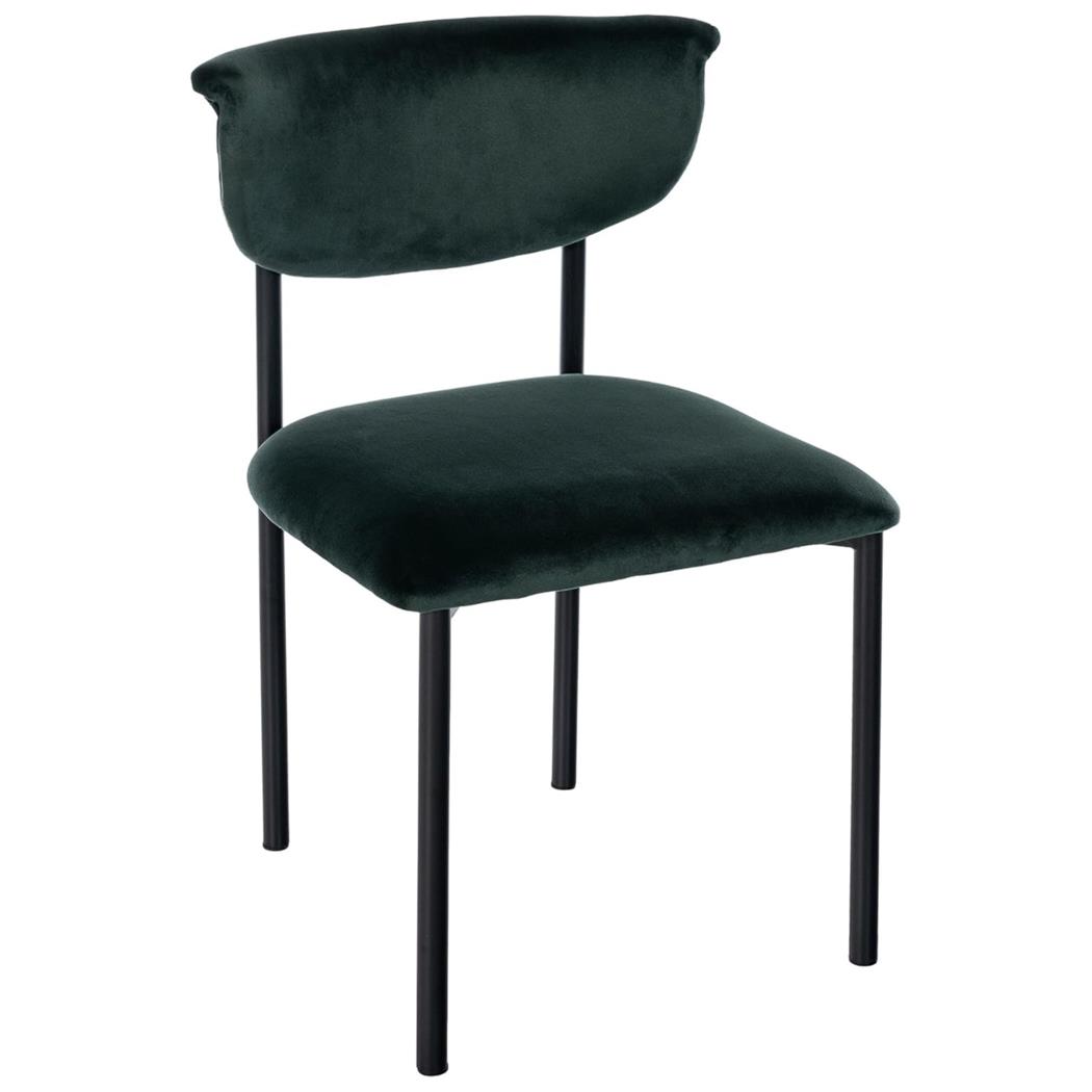 Sedia Sala Attesa / Riunioni TUCKER, Struttura in Metallo Nero, in Velluto Verde