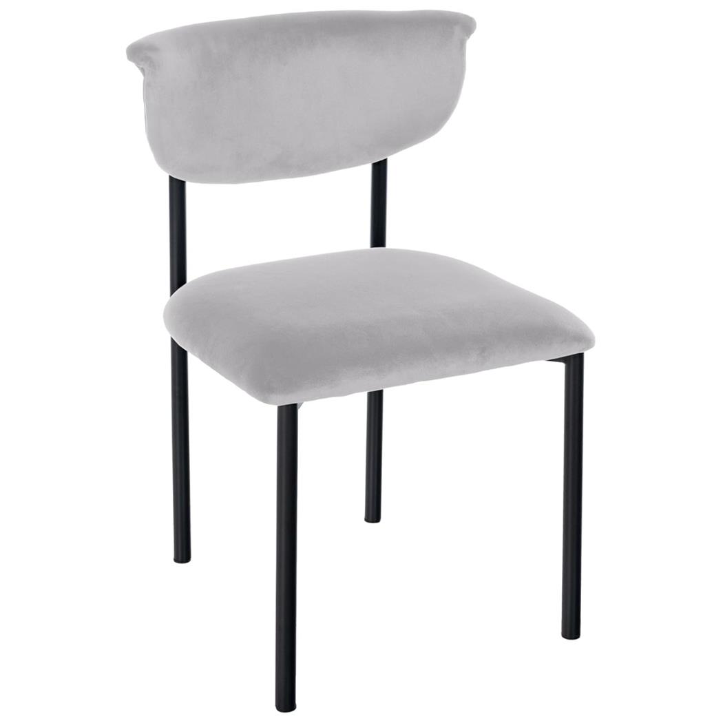 Sedia Sala Attesa / Riunioni TUCKER, Struttura in Metallo Nero, in Velluto Grigio