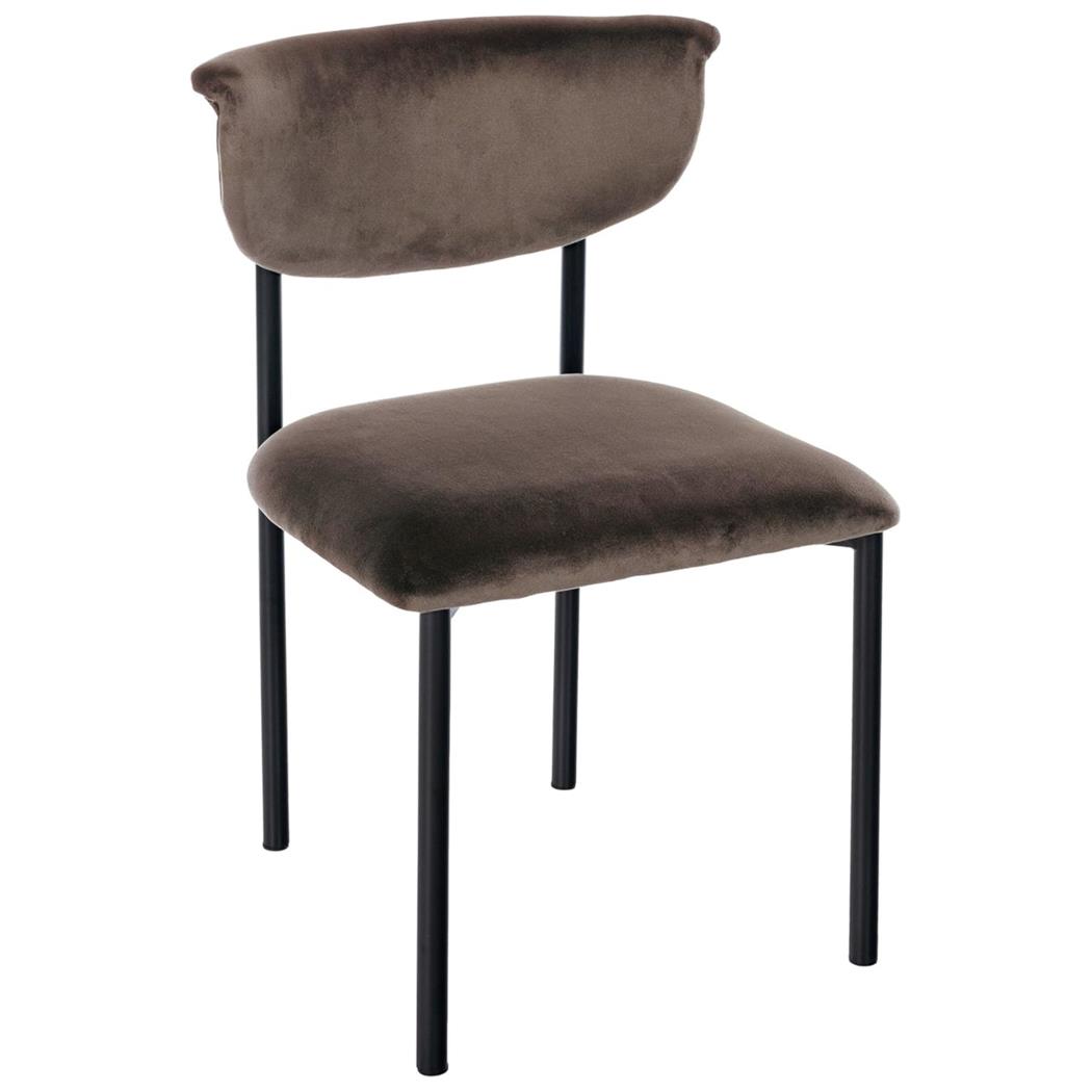 Sedia Sala Attesa / Riunioni TUCKER, Struttura in Metallo Nero, in Velluto Marrone