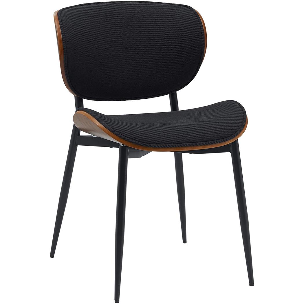 Sedia Sala Attesa / Riunioni BRONSON, Struttura in Legno color Noce e Tessuto Nero