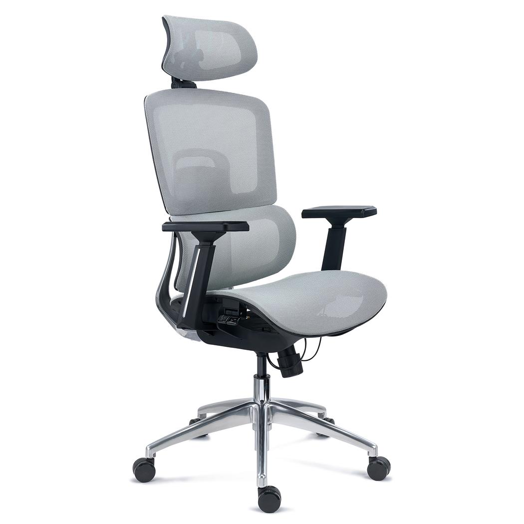 DEMO# Sedia Ergonomica TITAN, Sedile Regolabile in Profondità, Comoda e Moderna, Rete Grigia