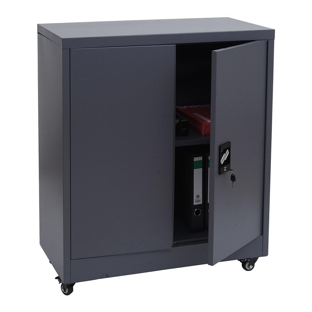 Mobiletto per Archivio BRENTON, 98x80x40cm, Serratura e Ruote con Freno, Acciaio, Grigio Scuro