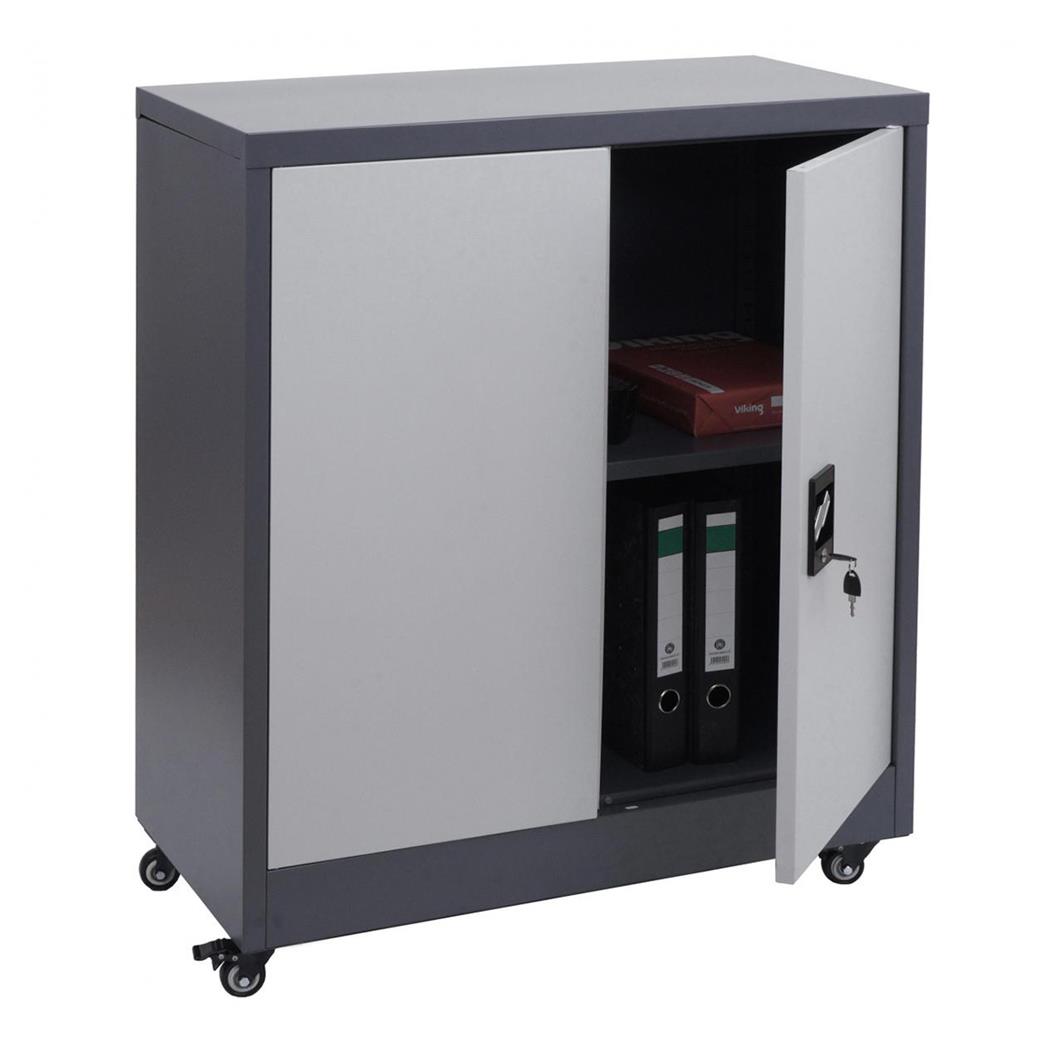 Mobiletto per Archivio BRENTON, 98x80x40cm, Serratura e Ruote con Freno, Acciaio, Bicolore