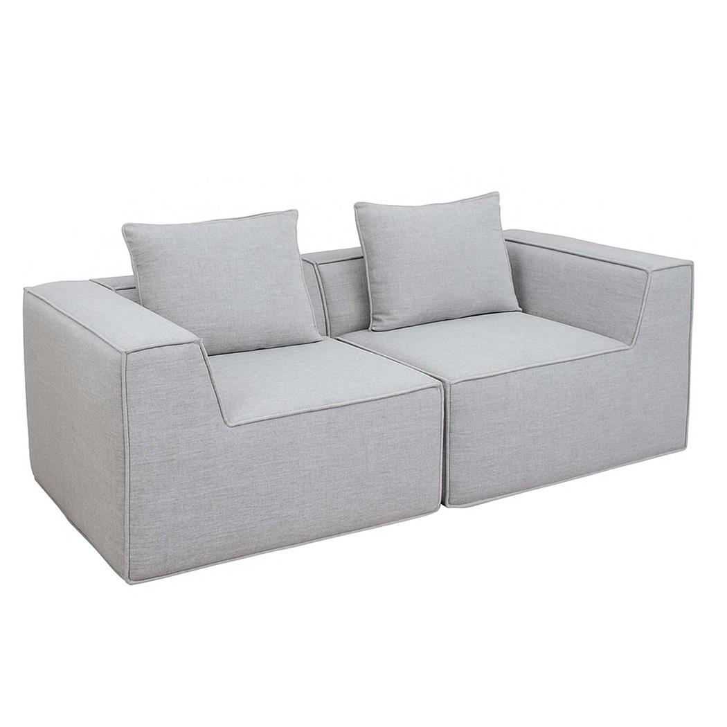 Divano Componibile NANUK, 2 Posti, Versatile e Comodo, Con Cusini, Tessuto, Grigio 