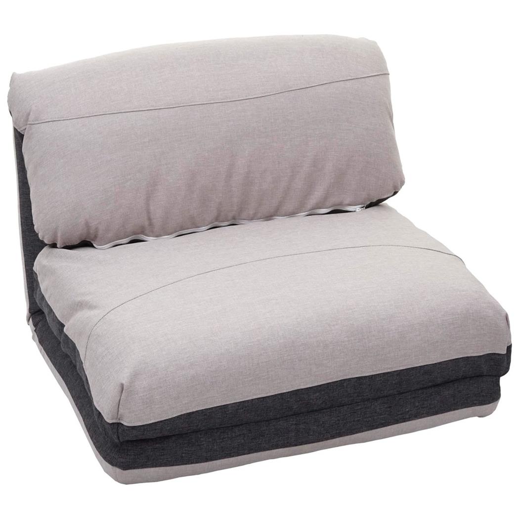 Poltrona NANTES, Trasformabile in Letto, Apertura Rapida, in Tessuto Grigio Scuro e Grigio Chiaro