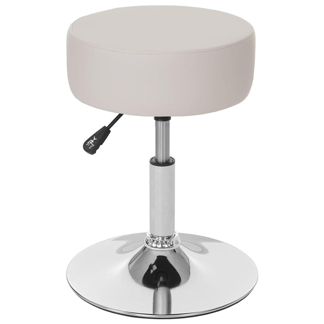 Sgabello DANKO, Girevole a 360º, Sedile Imbottito, in Pelle colore Crema