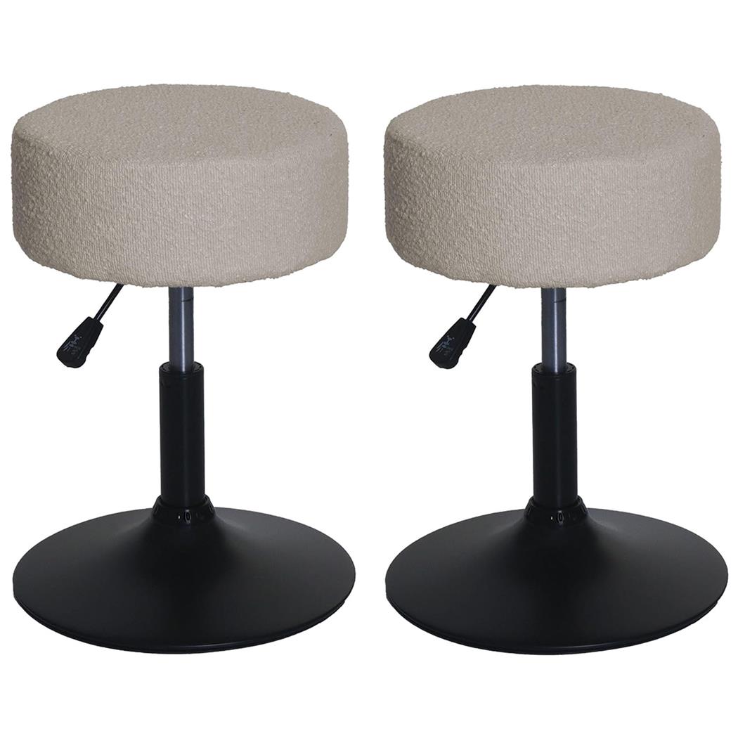 Lotto di 2 sgabelli BLOOM, Girevoli a 360º, Sedile Imbottito, in Tessuto Beige