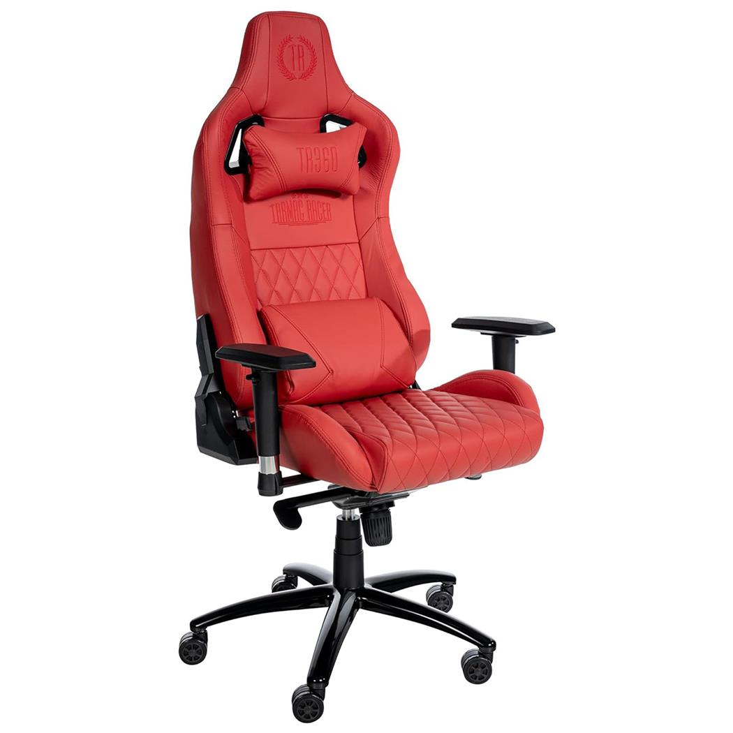 Poltrona Gaming KAREN, Confortevole, Sostegno Lombare e Cervicale, Vera Pelle, Rossa