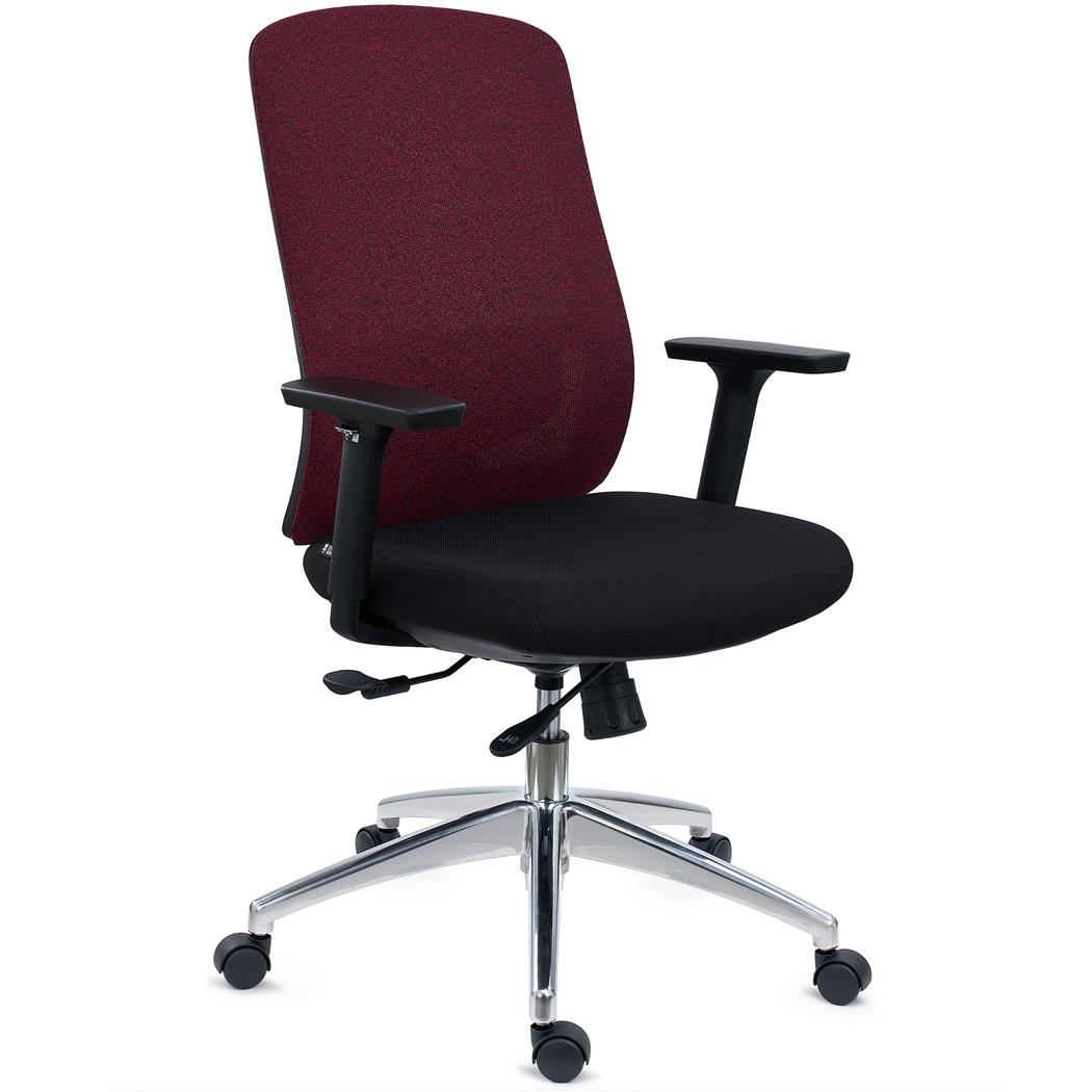 DEMO# Sedia Per Ufficio ASTRA, Design Elegante, Ottima Ergonomia, in Tessuto Bordeaux