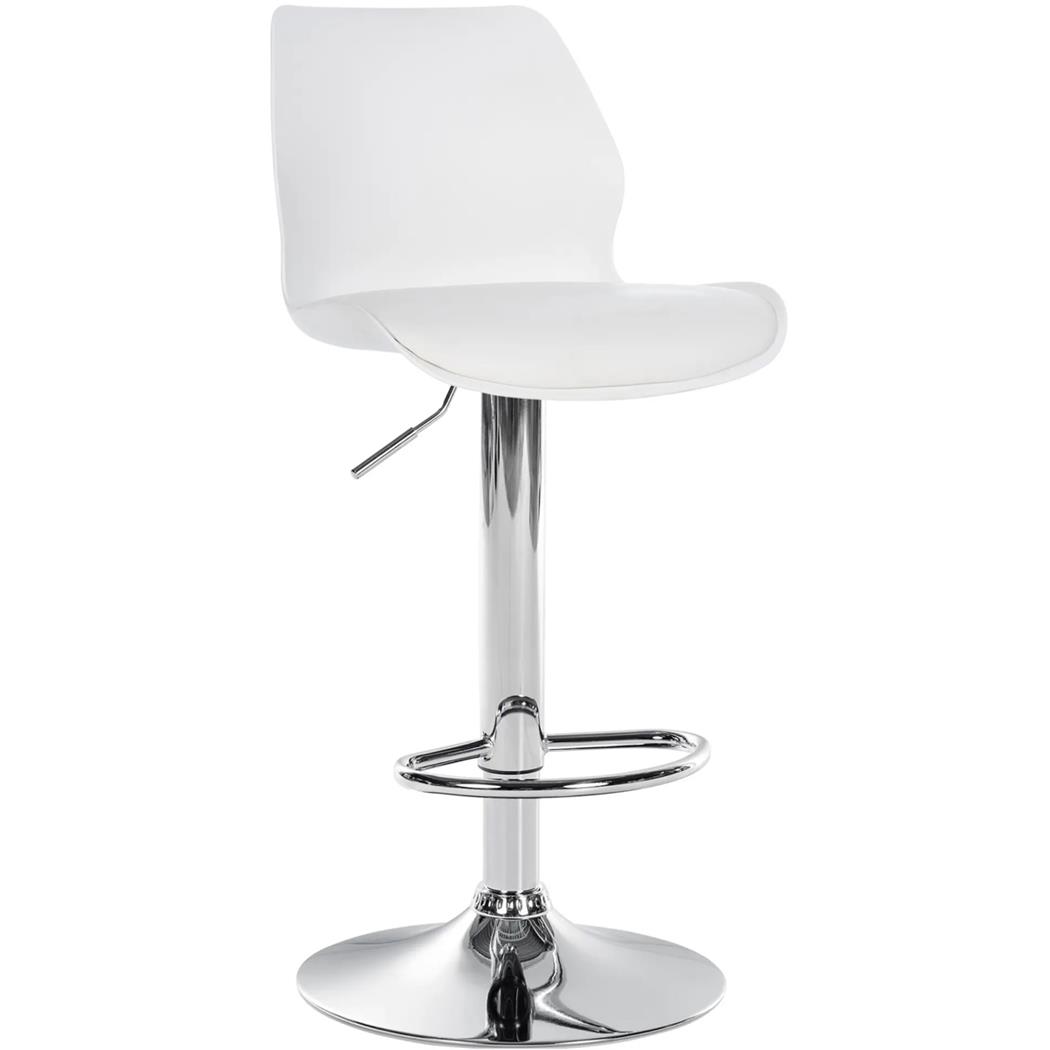 Sgabello DALIAN, Sedile Imbottito con Rivestimento in Pelle, colore Bianco