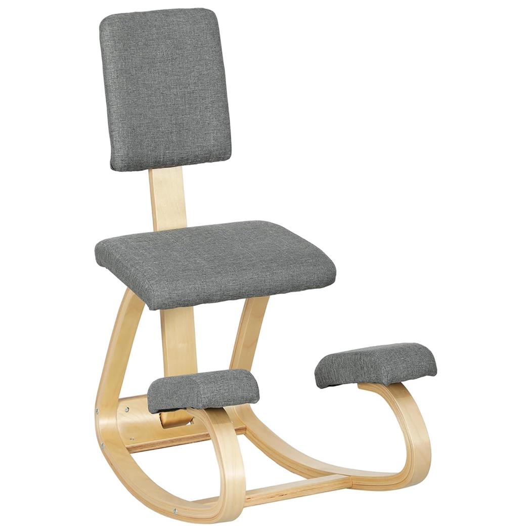 Sedia Posturale MOLTY, Struttura in Legno, con Schienale, in Tessuto Grigio