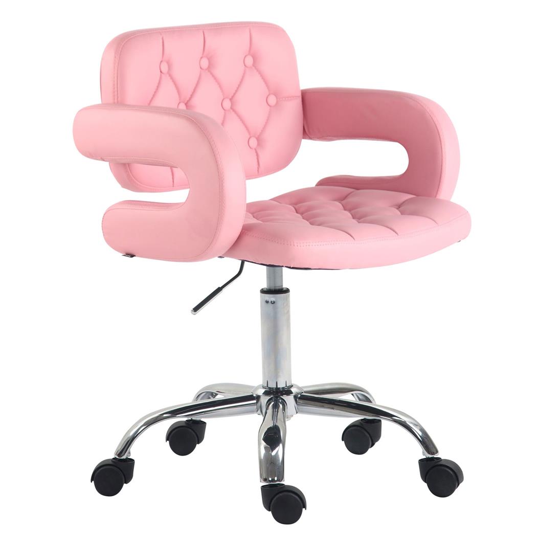 Sedia da ufficio SAMSON, Comoda Imbottitura con Braccioli, in Pelle Rosa