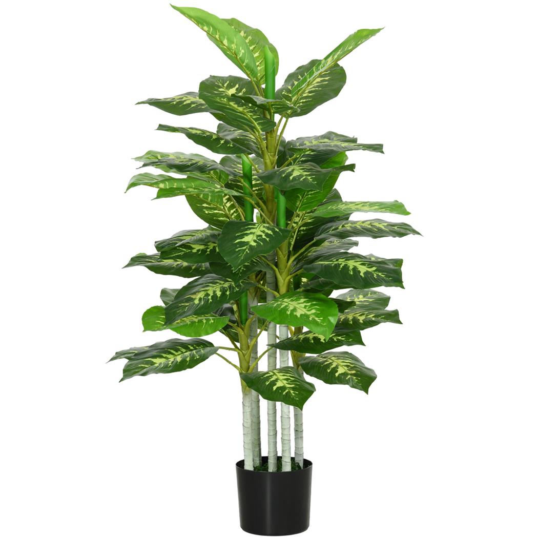 Pianta per Ufficio PALI, Aglaonema alta 120cm, con Vaso Nero, Verde