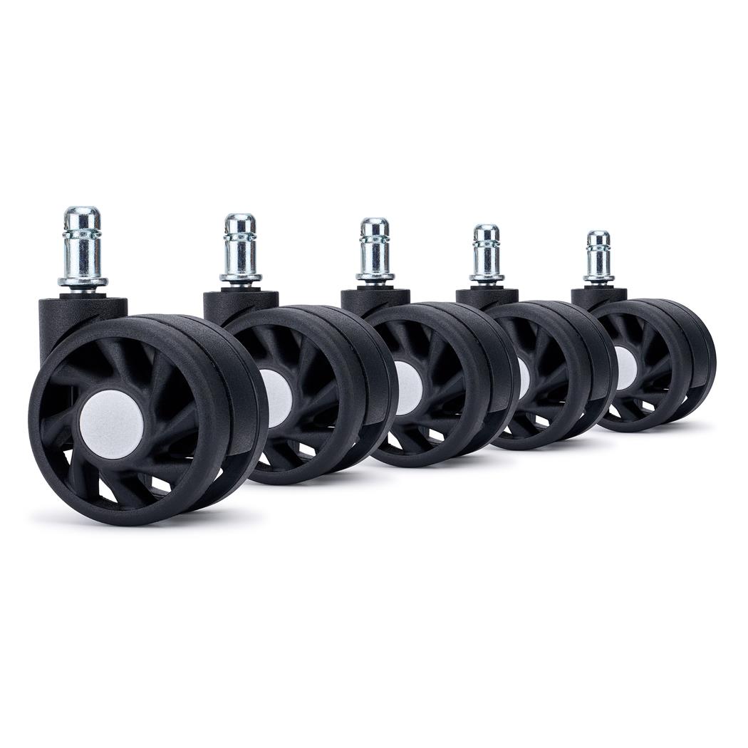 5x Ruote per Sedie da Ufficio RACE 11x50mm, Design Moderno, Grigie