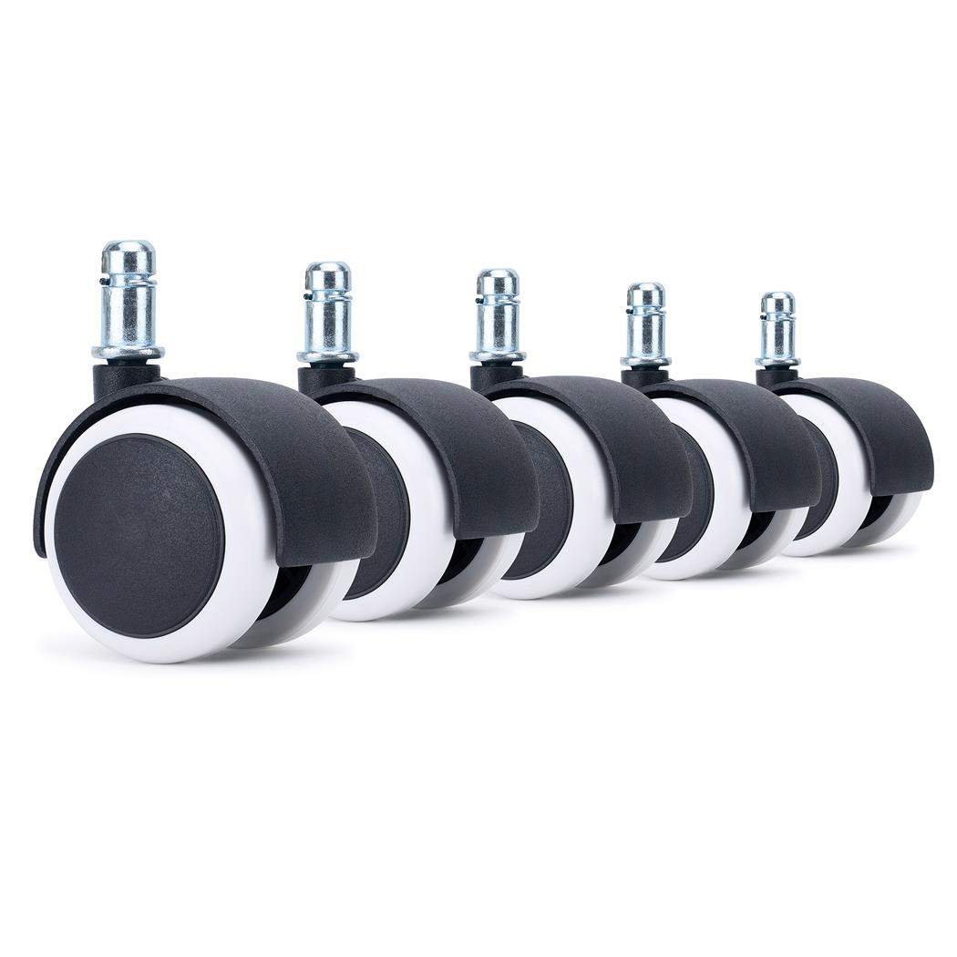 5x Ruote per Sedie da Ufficio CLASS 11x50mm, Design Moderno, Bianco