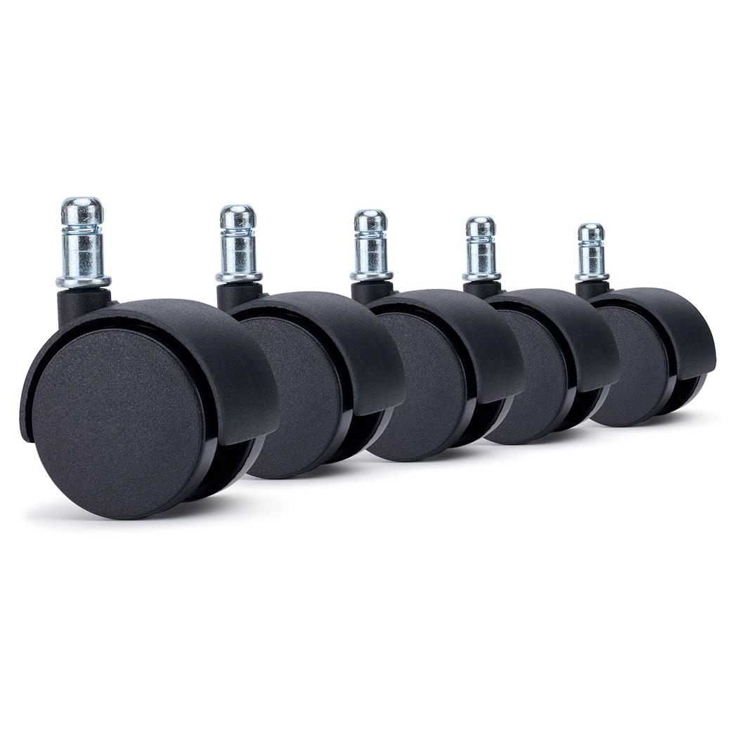 5x Ruote per Sedie da Ufficio MOVE 11x50mm, Bordo Piatto, Nero